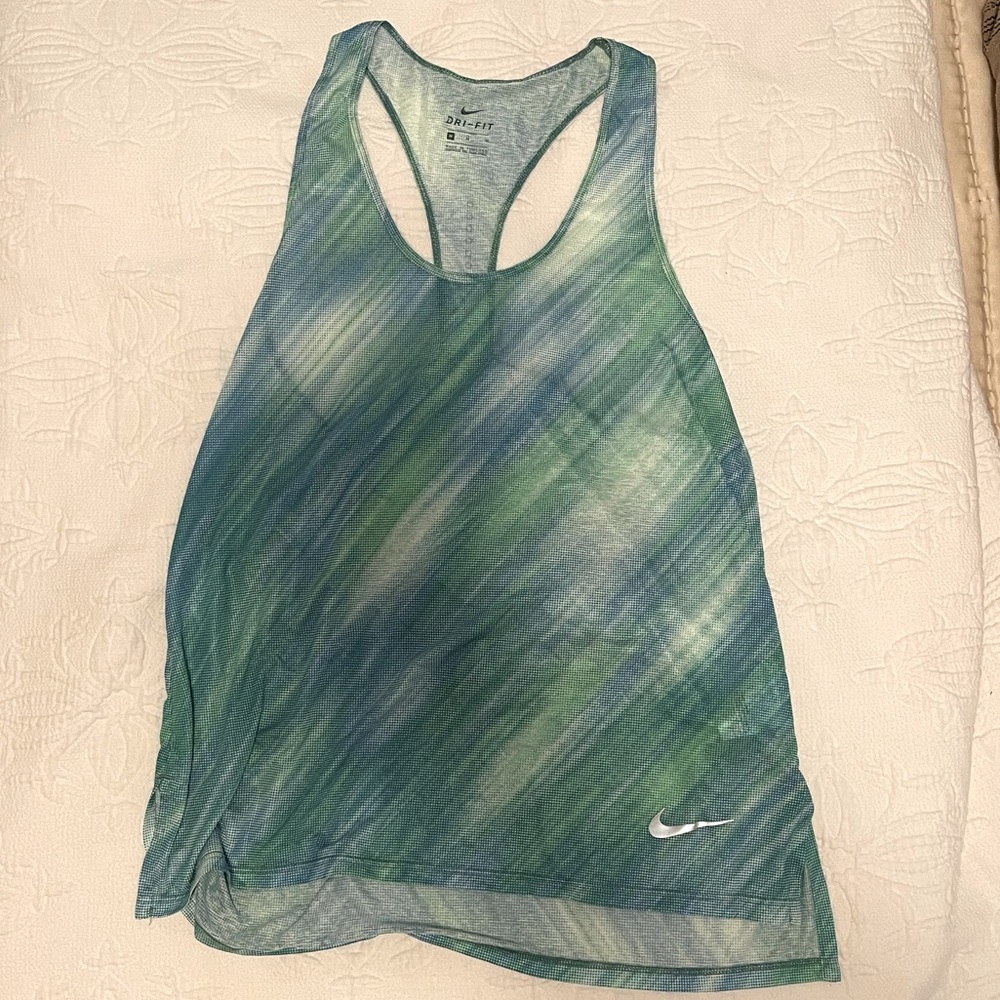 Nike Dri-Fit Green/Blue Print Athletic Top